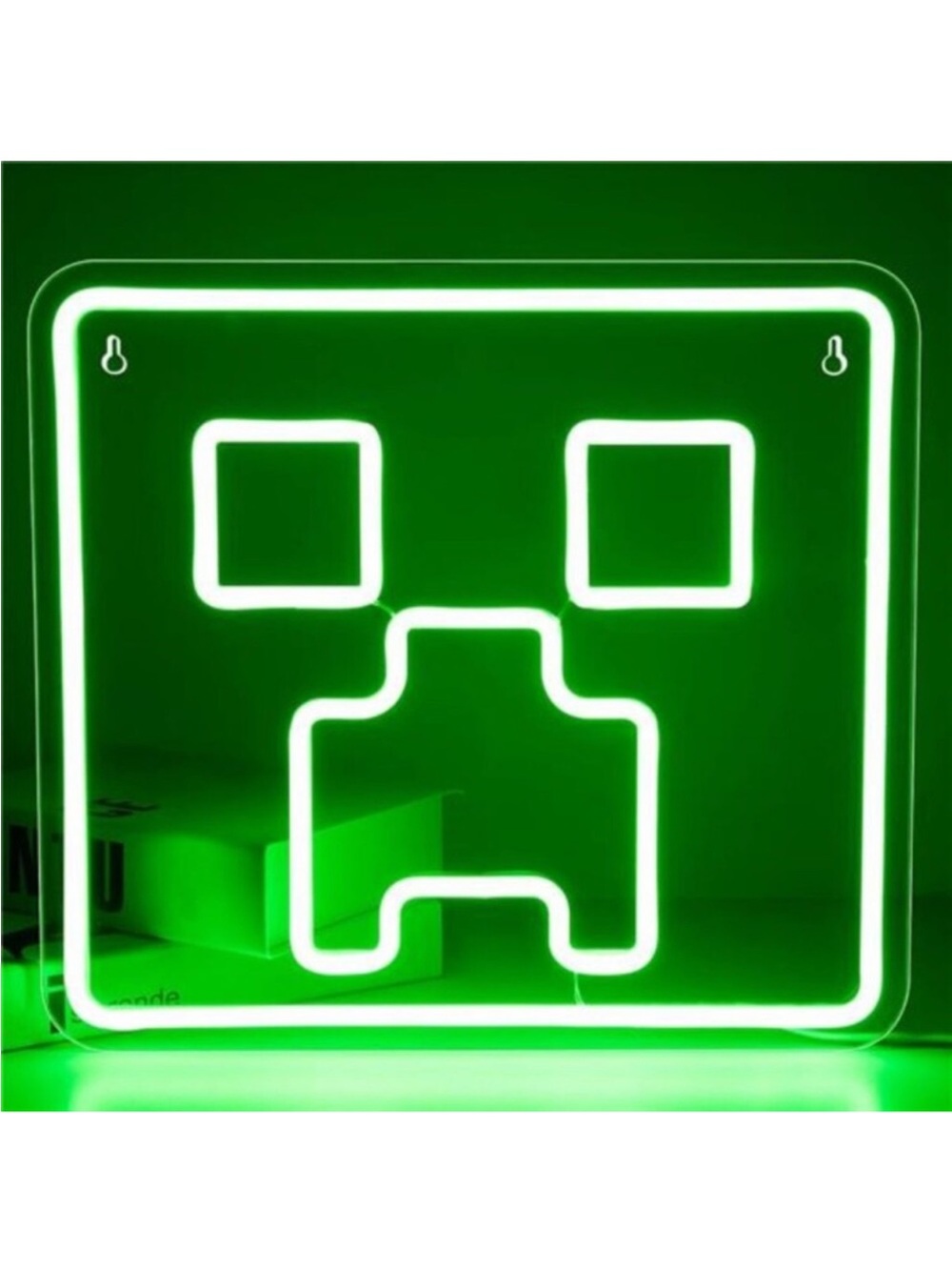 Neon LED Minecraft Creeper Wall Sign Gamer Decor